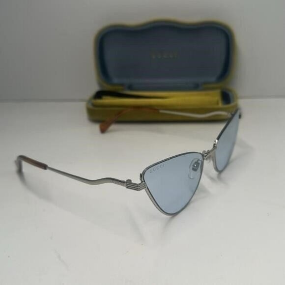 - NEW Gucci GG1006S Cat Eye Sunglasses – Silver / Light Blue 100% AUTHENTIC - Picture 11 of 11